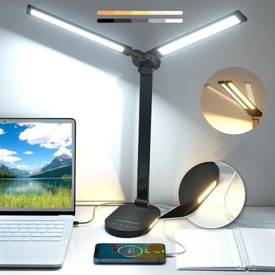 Lampka Biurkowa LED Na Biurko Lampa Szkolna Dotyk USB Stojąca Regulowana