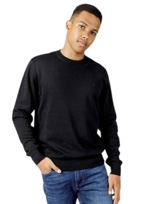Sweter męski czarny okrągły dekolt prezent święta Cross Jeans XXL