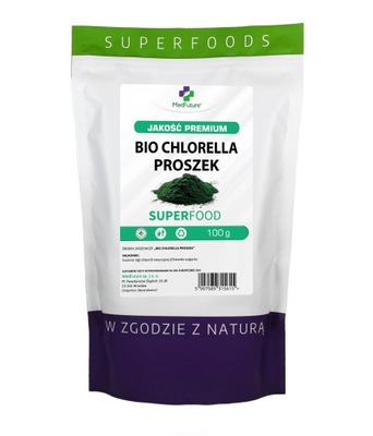 Chlorella BIO w proszku chlorella vulgaris 100g
