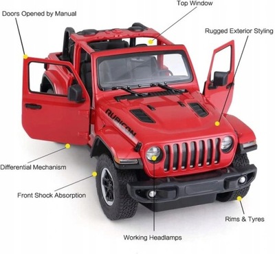 Auto zdalnie sterowane RC Rastar terenowe 1:14 Jeep Wrangler Rubicon