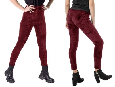 Wygodne SPODNIE welur LEGGINSY 5569 bordo 2XL/3XL