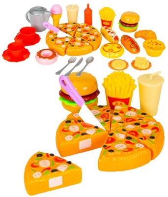 PRODUKTY spożywcze FASTFOOD do krojenia Hamburger Frytki Pizza Zabawkowe