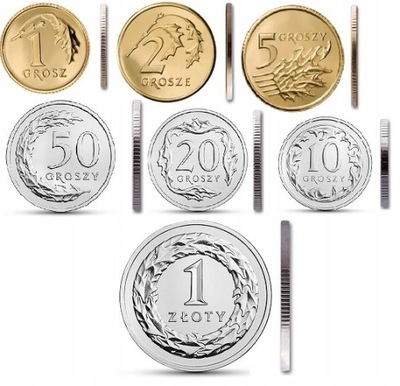 1,2,5,10,20,50 gr 1 zł rocznik 1990 pełny komplet 7 monet UNC rzadki
