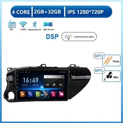 RADIO DE AUTOMÓVIL CON NAVEGACIÓN GPS ANDROID13 PARA TOYOTA HILUX REVO VIGO IMV 2016-2020  