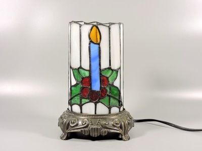 Figurka świeczka kolorowe szkło witrażowe lampka