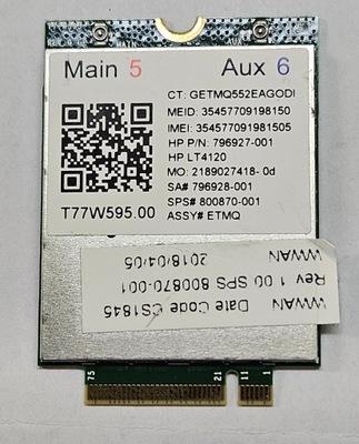MODEM LTE Foxconn T55W595 SPS# 800870-001 DO LAPTOPÓW HP EliteBook G3