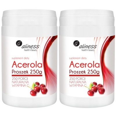 2x Aliness ACEROLA Naturalna WITAMINA C w proszku 250g Odporność Infekcje