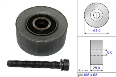Ролик напрямна opel astra h 1.6 1.8 05- ina фото №1