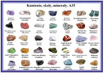 KOLEKCJA Kamieni Zbiór minerałów naturalnych Zestaw 35 sztuk Ametyst Cytryn