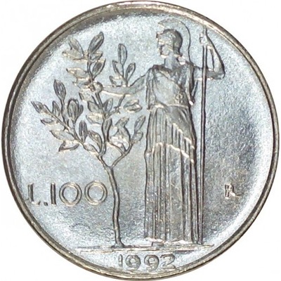 Włochy 100 lirów 1992 Italia mennicze mennicza