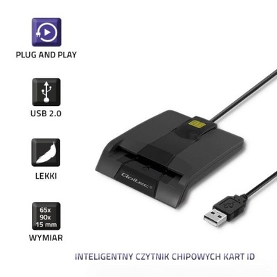 QOLTEC LECTOR CHIPOWYCH MAPAS ID INTELIGENTNY | SCR-0634 | USB TIPO C  