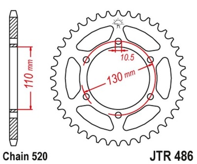 JT ENGRANAJE PARTE TRASERA 504 43 KAWASAKI EX250R NINJA 08-12 50443JT LANC. 520 BLACK  