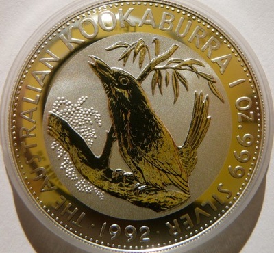 1$ AUSTRALIA 1992 PTAK KOOKABURRA SREBRO 999 UNCJA