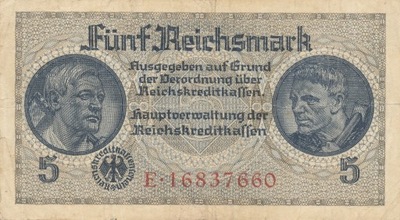 [MB5168] Niemcy 5 reichsmark 1939-1944