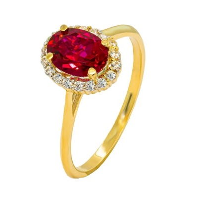 Złoty pierścionek z czerwoną cyrkonią pr.333 19