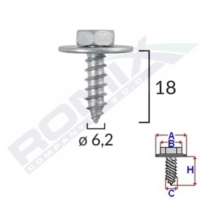 ГВИНТ 6,2X18MM БАГАТО ZASTOSOWAŃ TOYOTA X10SZT