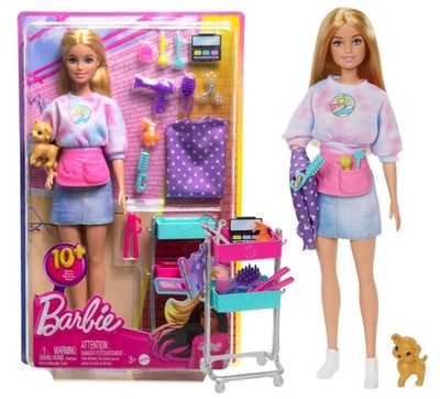 LALKA BARBIE MALIBU STYLISTKA zestaw z pieskiem