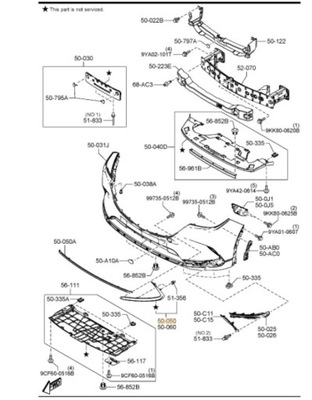 Профиль молдинг бампера - mazda cx-9 tc 2017-2022 tky050120a фото №1
