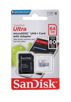 KARTA PAMIĘCI SANDISK MICRO SDXC 64GB