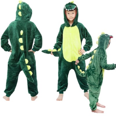 DINOZAUR PIŻAMA KIGURUMI DINO SMOK DZIECIĘCA DRES ONESIE 140-146