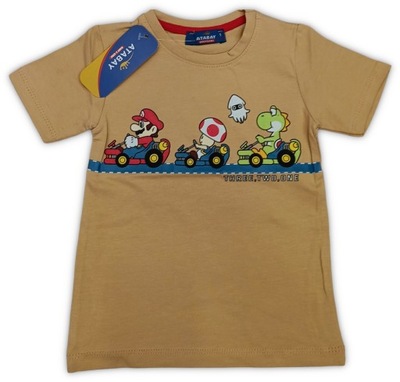 T-shirt koszulka Super Mario beżowy 86