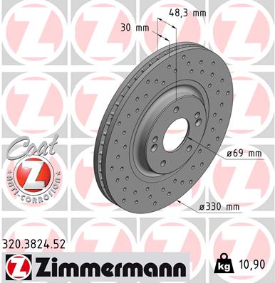 WIERCONE ДИСКИ ТОРМОЗНЫЕ ПЕРЕД ZIMMERMANN SPORT KIA OPTIMA 330MM 320.3824.52