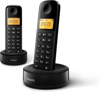 Philips D1602B/01 DECT telefon bezprzewodowy, 2 słuchawki