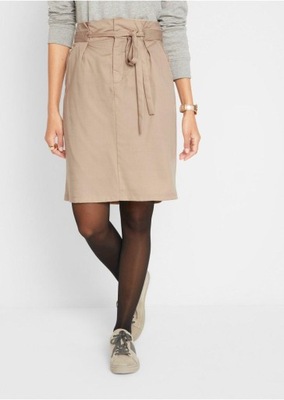 3I5K04 BONPRIX SPÓDNICA BEŻOWA Z PASKIEM I KIESZENIAMI 40