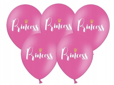 BALONY RÓŻOWE FUKSJA PRINCESS KSIĘŻNICZKA 5 szt