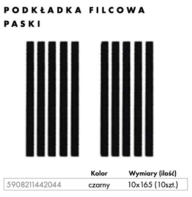 podkładka filcowa filc czarny paski 10x165 10 szt