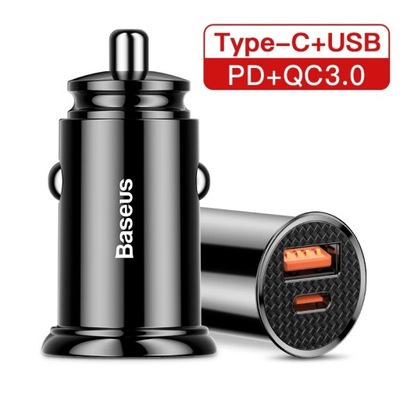 BASEUS 30W USB CAR CHARGER QUICK CHARGE 4.0 3.0 FCP SCP USB PD PARA XIAOMI  