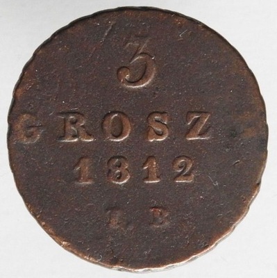 D2. KSIĘSTWO WARSZAWSKIE 3 GROSZE 1812 I.B.