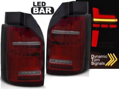 Лампи задні світлодіодний vw t6 15-21r red-smoke led bar фото №1