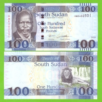 SUDAN POŁUDNIOWY 100 POUNDS 2019 P-15 UNC-