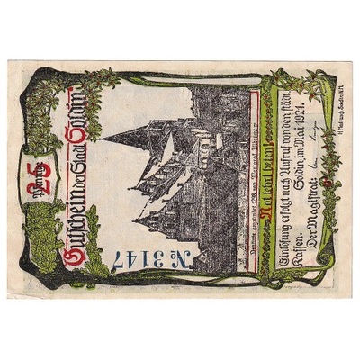 Banknot, Niemcy, Soldin, 25 Pfennig, Eglise, 1921,