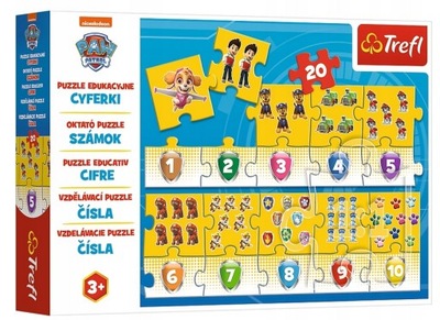 PUZZLE 20 el EDUKACYJNE CYFERKI PSI PATROL TREFL