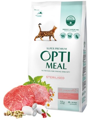 OPTIMEAL Sterilised Cat Beef 1,5kg Wołowina