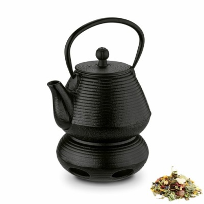 Emaliowany IMBRYK Z ZAPARZACZEM DO HERBATY czarny