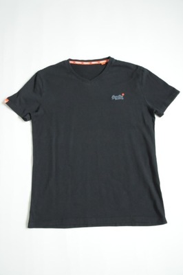 SUPERDRY T-shirt czarny z neonowym logo M