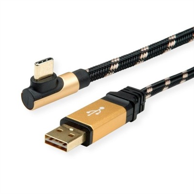 Kabel USB 2.0 GOLD, A - C kątowy 90 °, M / M, 0,8m