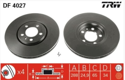 Тормозные диски тормозные trw vw bora i, skoda fabia 1 фото №1