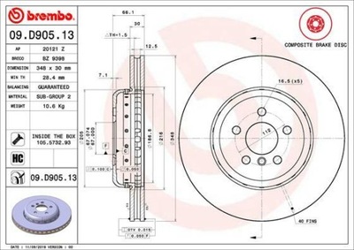 DISKU STABDŽIŲ BREMBO 09.D905.13 