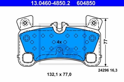 ATE 13.0460-4850.2 КОЛОДКИ ГАЛЬМІВНІ ЗАД AUDI Q7 3,0-6,0 TDI QUATTRO 06-15