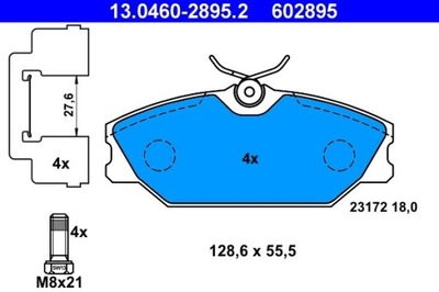 ZAPATAS DE FRENADO RENAULT PARTE DELANTERA LAGUNA/MEGANE/SCENIC 95-03 13.0460-2895.2  