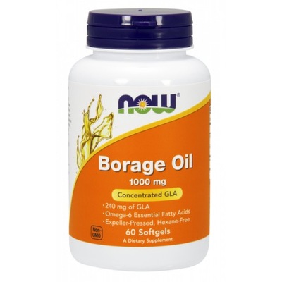 NOW FOODS Borage Oil GLA - Olej z Ogórecznika 1000 mg (60 kaps.)