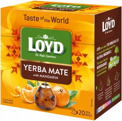 Herbata Ekspresowa Yerba Mate z Mandarynką 20 Organicznych Torebkek LOYD