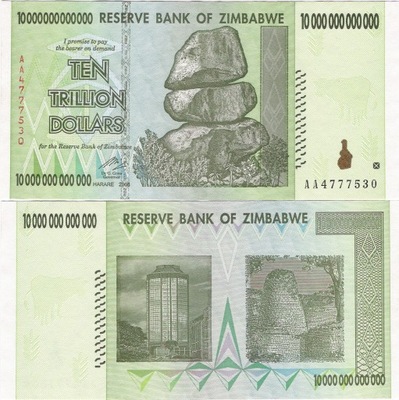 Zimbabwe 2008 - 10 Trillion Dollars Pick 88 UNC