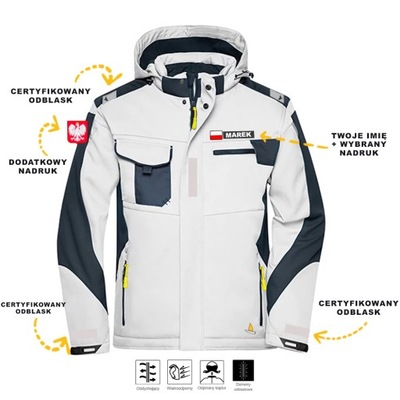 Rejsowa kurtka softshell SEAMAN X23 z personalizacją Biały XL