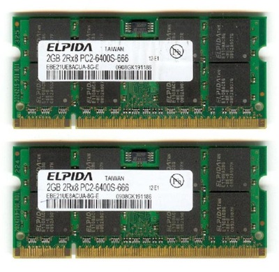 Dual ELPIDA 4GB , 2x2GB 2Rx8 PC2-6400S-666