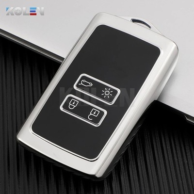 SOLO PLATEADO AUTO CASETPU SMART KEY CASE COVER FOB FOB PARA RENAULT KOL  